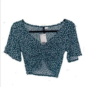 Green H&M Floral Flowy Shirt